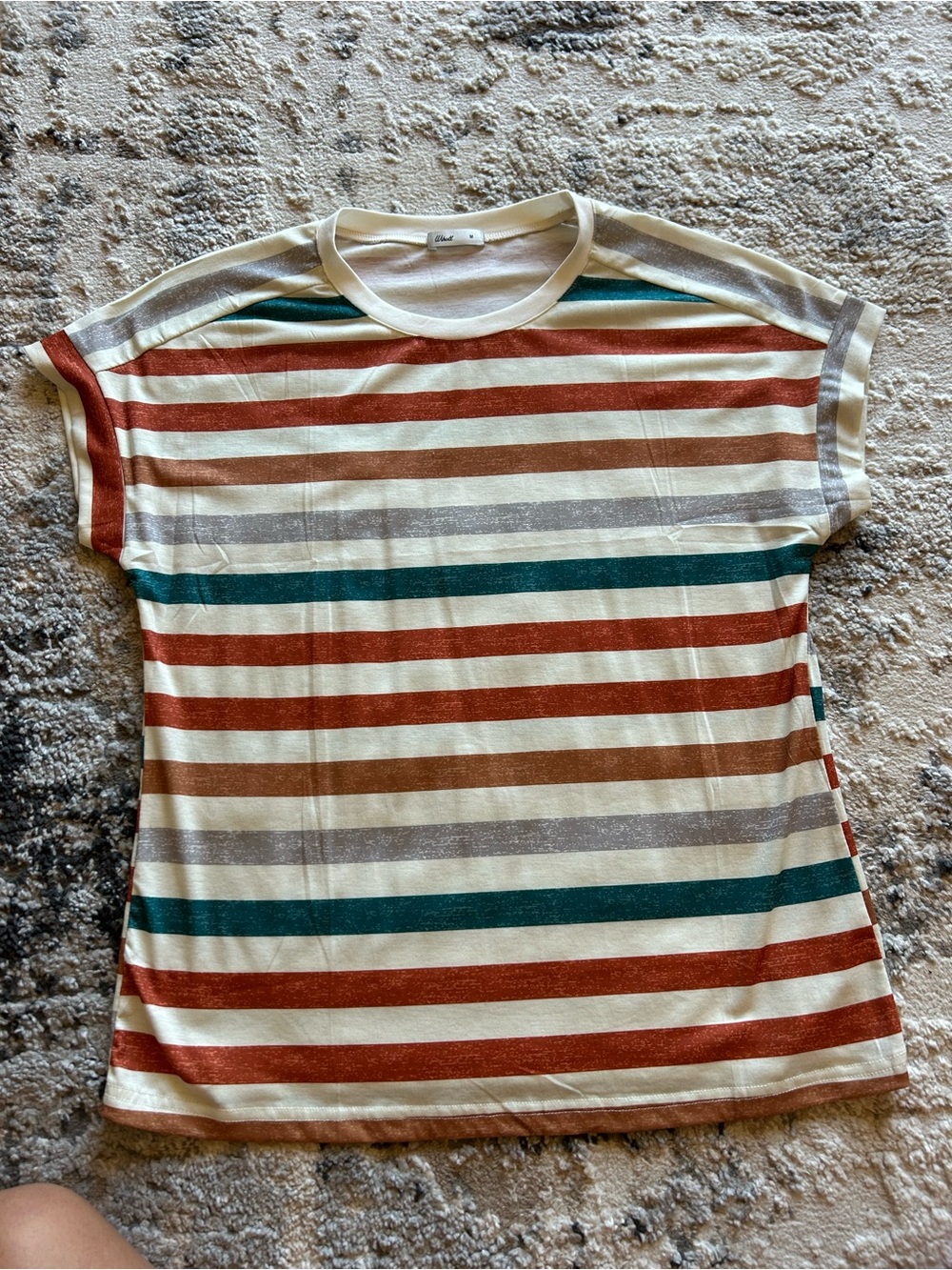 Striped women’s  Shirt in Cream, Rust & Teal